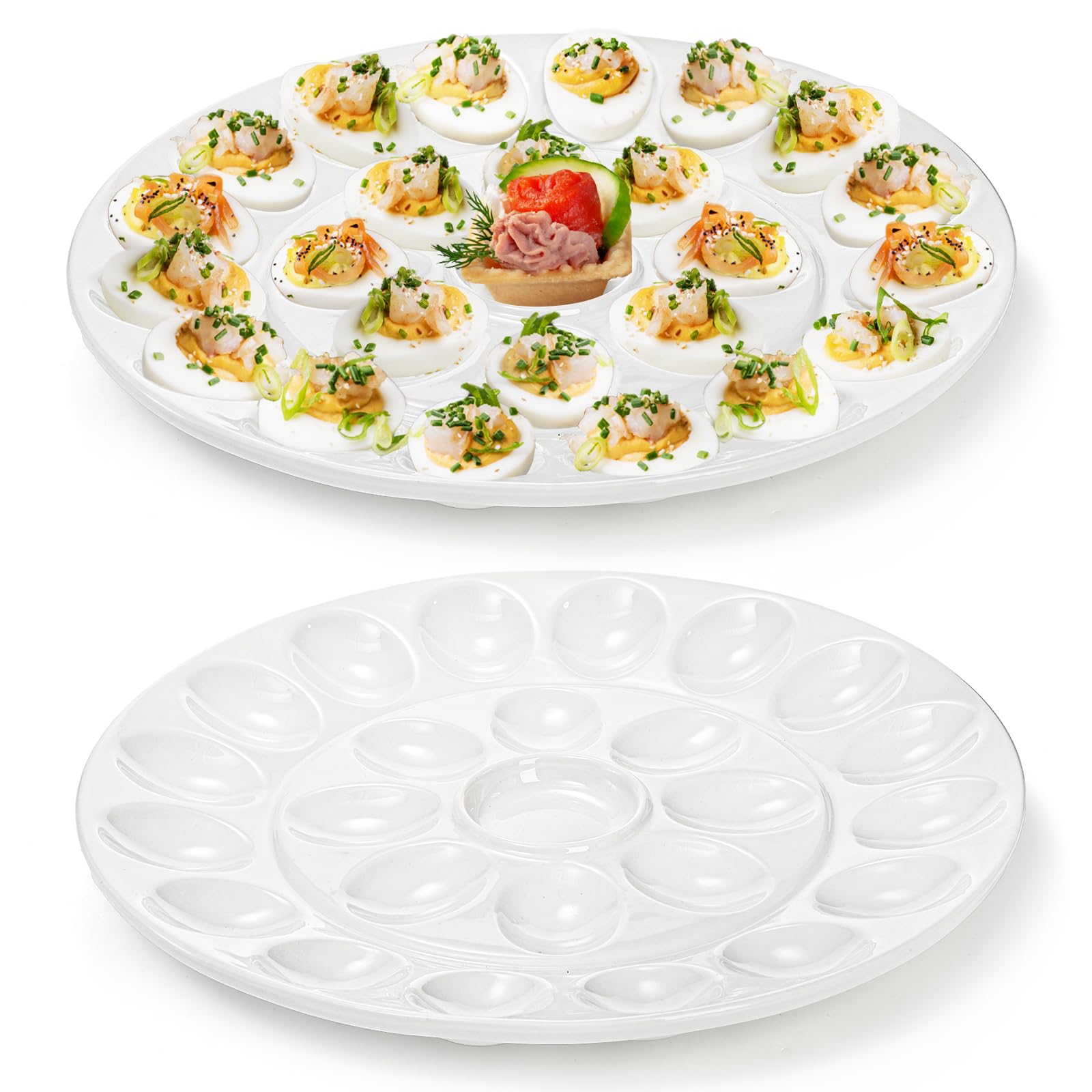 Amazon.com | Foraineam 2 Pack 12.6 Inches Porcelain Deviled Egg